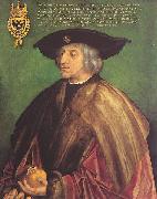 Albrecht Durer, Portrat des Kaisers Maximilians I. vor grunem Grund